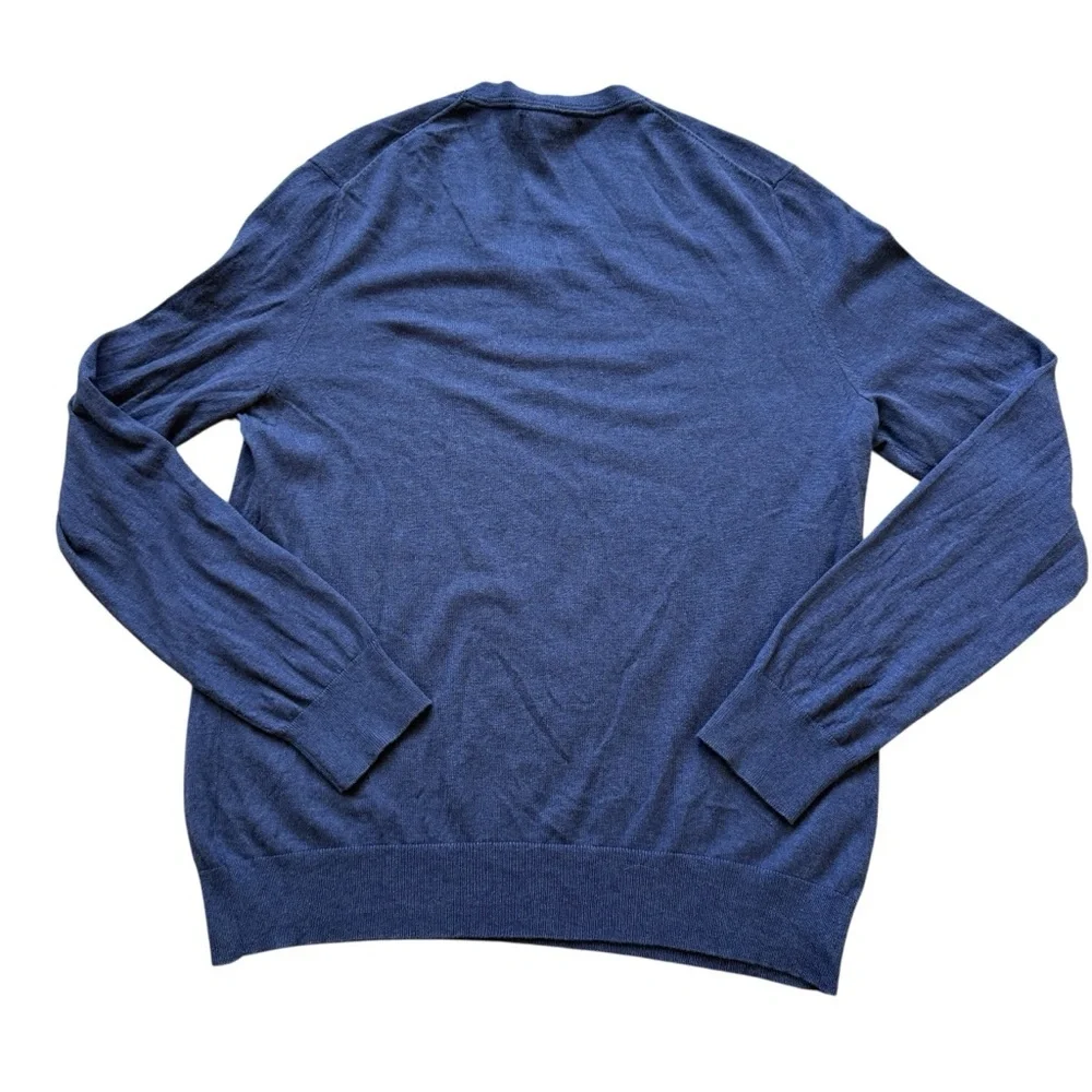 Banana Republic Silk Cashmere Sweater Mens L Blue V Neck Luxury Lightweight